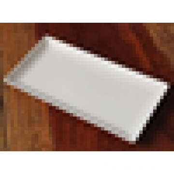 Placa rectangular blanca placa de cerámica plato de pescado plato occidental placa de barbacoa placa de plato de carne